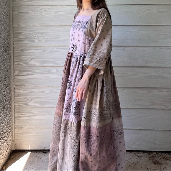 Handmade Bandana Dress SKU 02858 Muddy Earthy Maxi - Picture 12 of 16